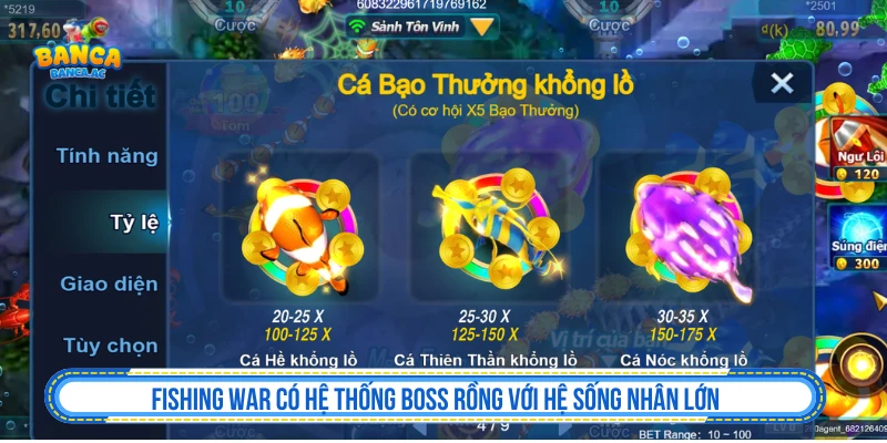 Bắn Cá Đổi Thưởng - Top Game Bắn Cá Đổi Thưởng Hấp Dẫn 2026 Fishing War có hệ thống boss rồng với hệ sống nhân lớn