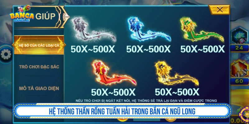 Hệ thống thần rồng tuần hải trong Bắn cá Ngũ Long